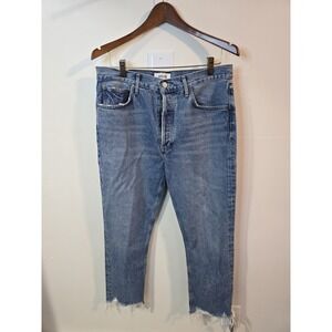 AGOLDE Riley Frequency High‎ Rise Straight Crop Jeans Womans Sz 30 Button Fly